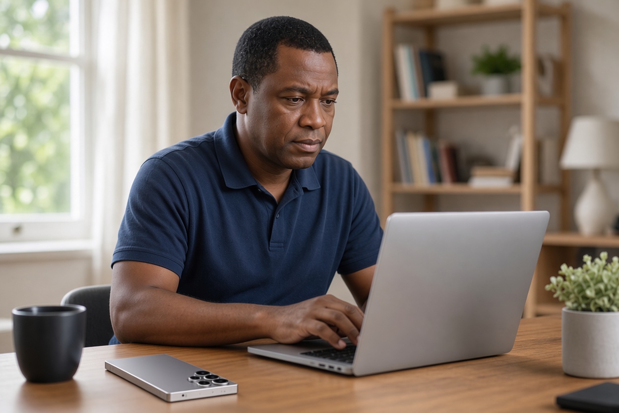 Home PC Mend technician troubleshooting laptop software in North London